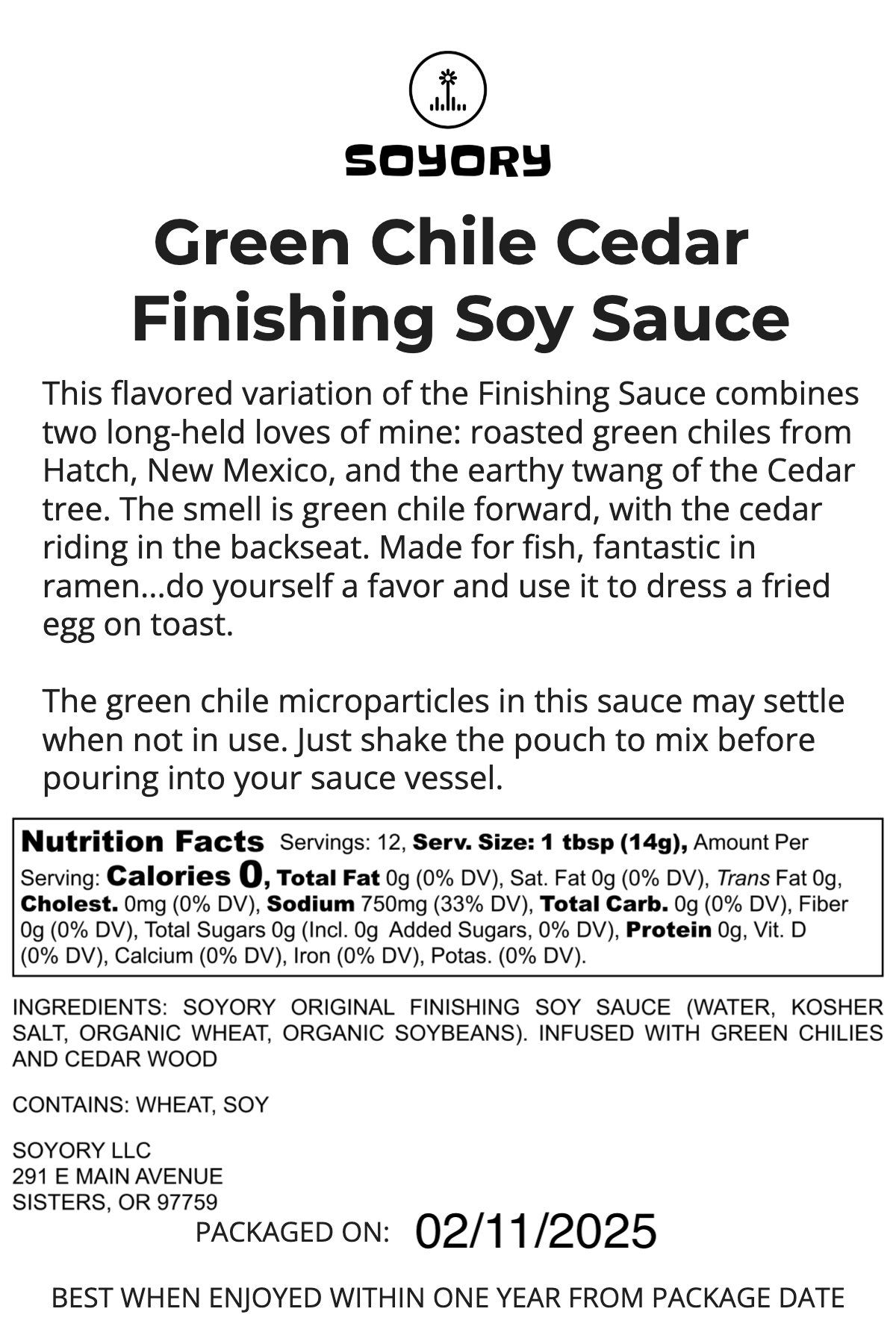 Green Chile Cedar Finishing Soy Sauce - 2025